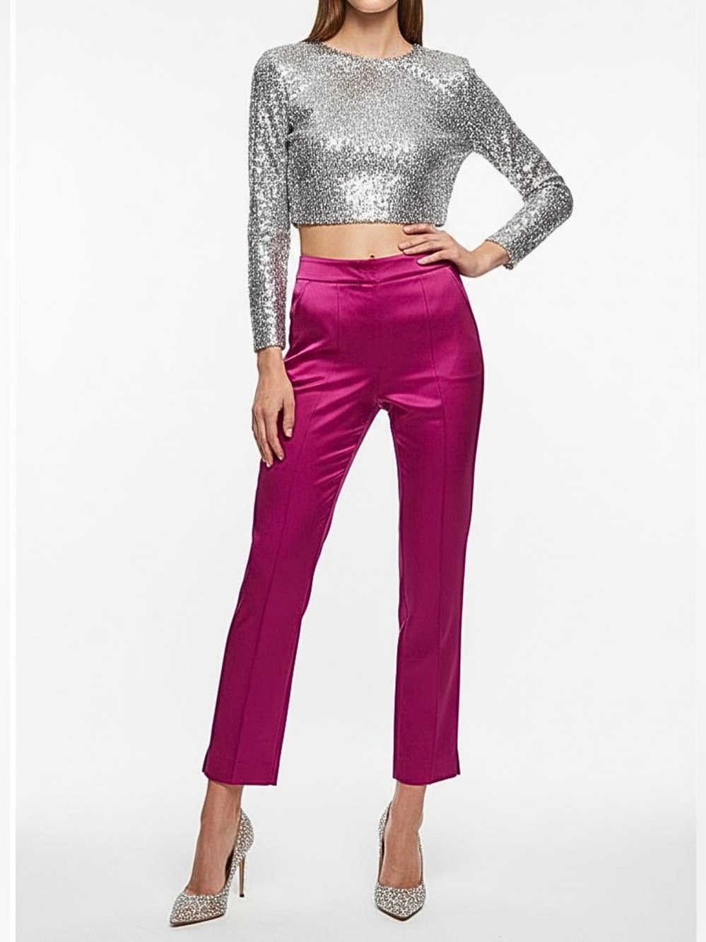 BNWT $498 Chiara Boni Stretch Satin Nuccia Cropped Pant